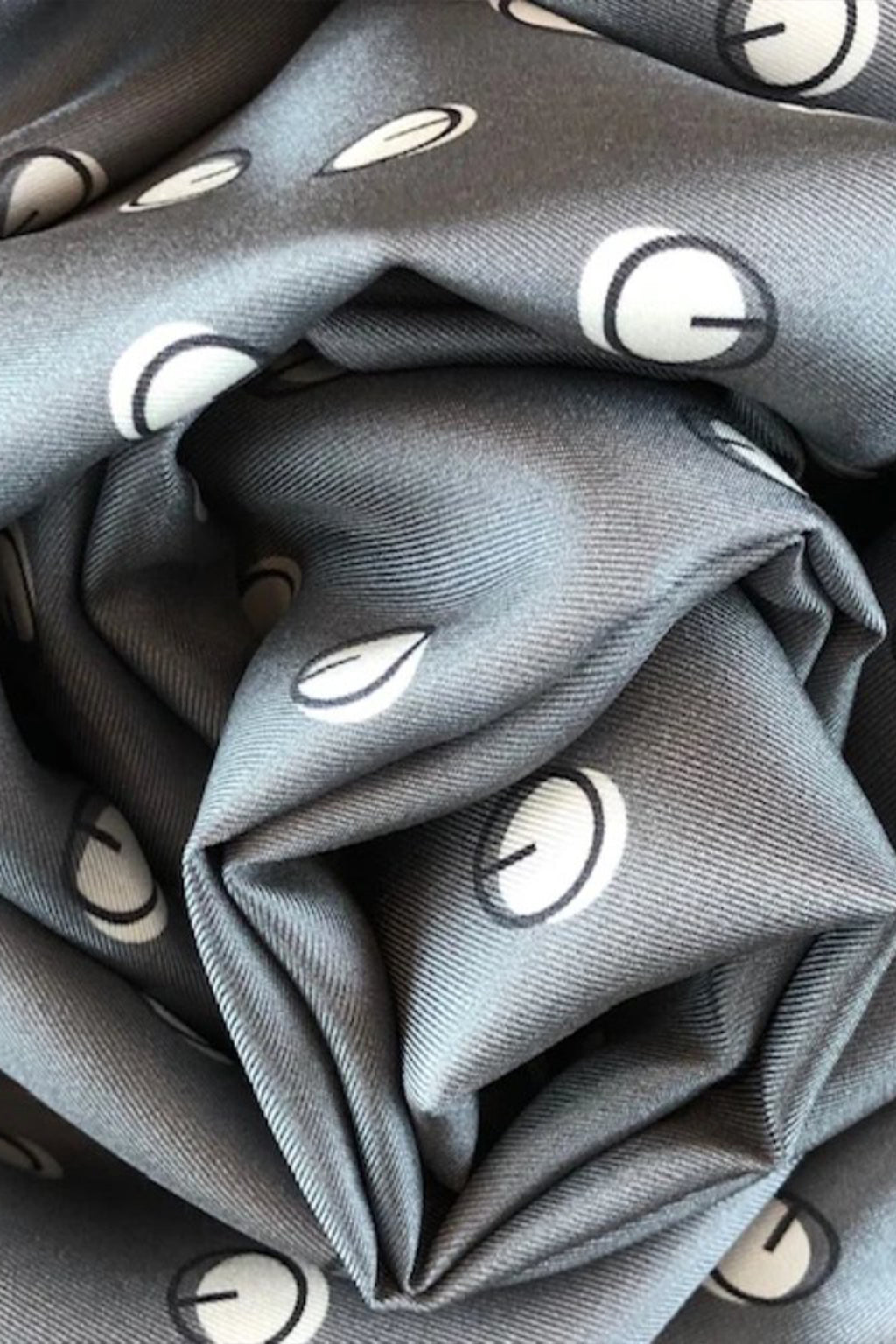 Grey silk scarf, printed