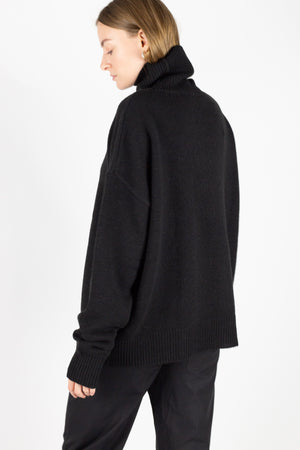 Roll neck oversized sweater in yak wool