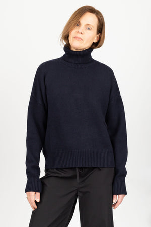 The Roll Neck Sweater Navy Cashmere